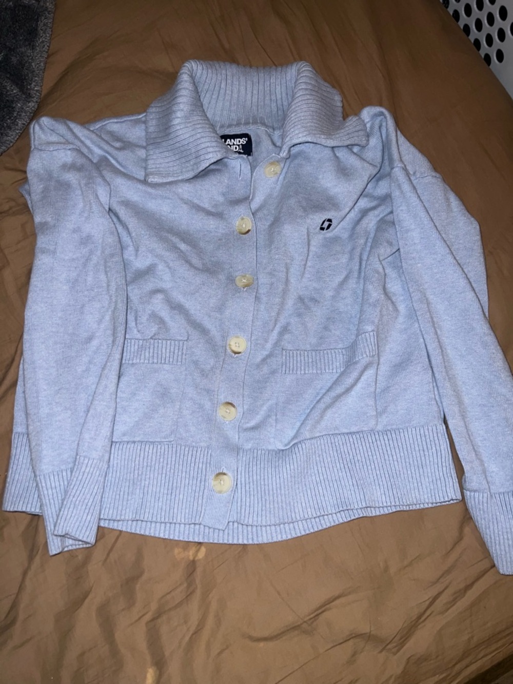 Lands' End Chase Apparel - Light Blue Button-Front Women's Cardigan